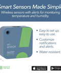 No Fuss Smart Temperature And Humidity Monitor With App Alerts Water Resistant Sensor For RV Fridge Freezer Or Home Use Plug And Play Setup Real Time Readouts Heat Index And Humidity Trends blue sensor 1.57 x 0.65 inches