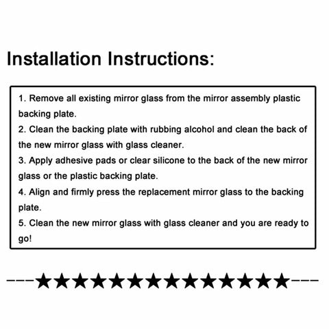 Installation instructions for Volkswagen Right Side Mirror Glass Replacement For Passat Jetta Rabbit GTI Eos R32 Convex Not Heated