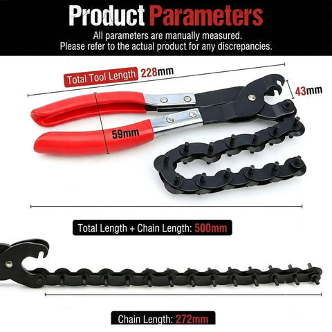 Heavy Duty Exhaust Pipe Chain Cutter Pliers For Auto Repair Spark Free 360 Degree Manual Tube Cutter For Three Quarter To Three And A Quarter Inch Pipes With Ergonomic Cushioned Grip And Fast Clean Cuts A Real Workhorse, steel chain layout with 272mm chain