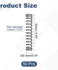 50 Pack Stainless Steel Pen Springs 0.5mm Wire 4mm Outer Diameter 20mm Length High Elasticity Compression Springs for DIY