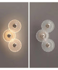 LMAPLUMP Wall Lamp Wall Sconce Modern Artistic Luxury Iron Textured Ripple Glass Light 3-Light Cluster LED with warm and clear glass.