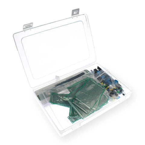 All In One PCB Prototyping Kit With 31 Double Sided Boards In Five Sizes, 140 Jumper Wires, Tweezers, And 40 Pin 2.54mm Header Connectors