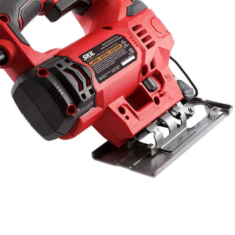 Knock Out Messy Edges Quick With This Rock Solid 5 Amp Corded Jig Saw - close-up view showing motor and blade detail.