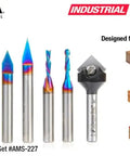 Heavy Duty Eight Piece CNC Router Bit Set For 3D Signmaking Crafted From Premium Carbide With Heat Resistant Ceramic Coating One Quarter Inch Shank display.