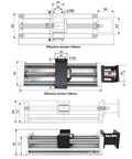 Built Like A Tank Heavy Duty Linear Guide Rail And High Precision Ball Screw Slide Stage with dimensions and effective stroke of 158mm.