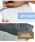 Gray Self Sealing Bubble Mailers Size Ten Point Five By Sixteen Inches with polyethylene exterior showing self-seal closure