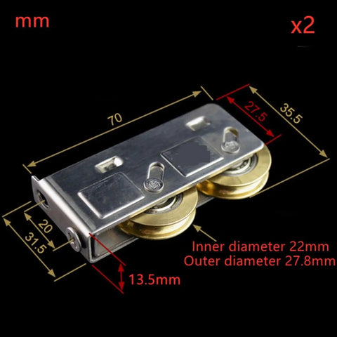 Darn Tough Sliding Door Wheels And Roller Pulleys Crafted From Hardened Stainless Steel With Copper Double Wheels for easy installation measurements