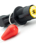 Close-up of Portable Automatic Inflator For Life Jackets And Vests, CO2 Kit Compatible Half Inch Thread with yellow bobbin