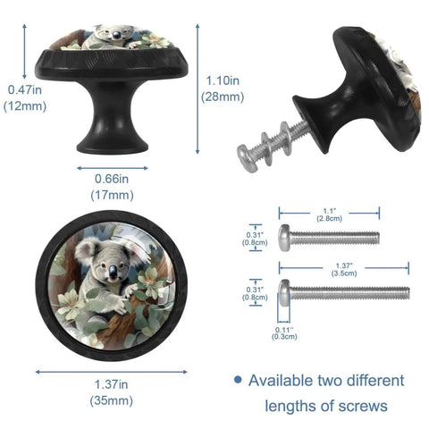 4 Pack Round Cabinet Knobs And Drawer Pulls With Screws For Home Kitchen Bathroom Furniture Hardware Kid Friendly Dresser featuring koala design.