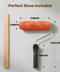 7 Inch Soft Rubber Embossing Paint Roller For Seamless Wall Texturing With Comfort Grip and Reusable Build next to a ruler for size reference.
