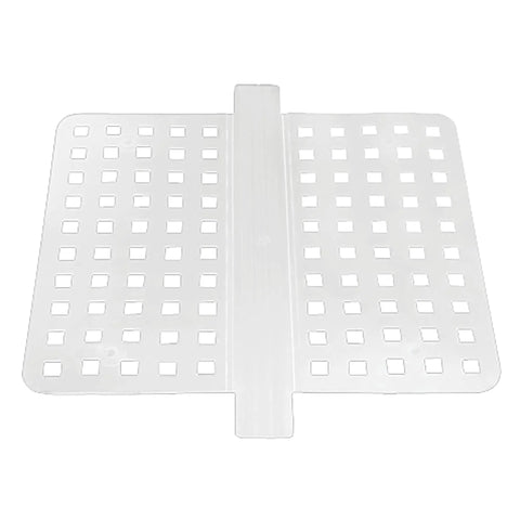 Clear self adhesive plastic sink saddle protector for kitchen and bath with grid design, 11 x 12 inches, no fuss install.