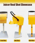 Heavy Duty Electric Citrus Juicer With Three-Blade Steel Cutter Head For High Yield And Quick Press Operation Detachable Design, front side and back views.