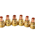Ultimate 40-Piece TIG Welding Torch Collet And Gas Lens Kit With Heat-Resistant Ceramic Cups For WP9/20/25 Models, brass connectors in a row.