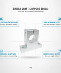 Rock Solid Aluminum Linear Shaft Support Block And Bearing Housing For Cnc Machine And Automation Setup, rigid design for 8mm to 60mm rods.