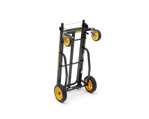 Rock-N-Roller R8rt Mid-Size 8-In-1 Folding Hand Truck Dolly folded with smooth rolling wheels and heavy-duty steel frame.