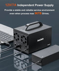 Plug And Play Heavy Lifter Four Bay Sata Storage Enclosure with 12V/7A power supply for stable 96TB drives.
