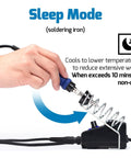 Hand adjusting the All In One Pro Grade Soldering Iron Station And Hot Air Rework System With Precision Temperature Control in sleep mode.