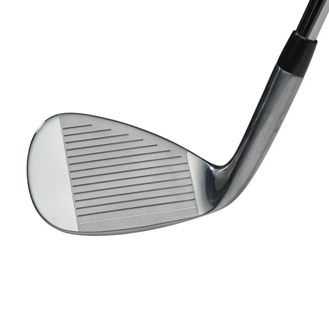 Close-up of the Harmonized Left Hand 56 Degree Steel Golf Wedge for unisex players showing the grooved clubface and grey/black shaft.