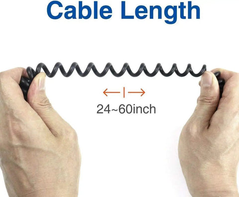 Stretchable cable of Two Way Radio Speaker Microphone With Rotatable Clip, 3ft Cable, Dual 3.5mm Earphone Jack And 2.5mm Mic Jack