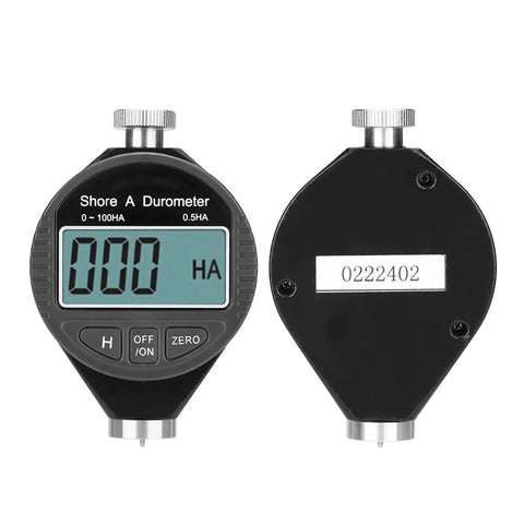 Top Shelf Digital Durometer Shore Hardness Tester With Bright LCD Screen for rubber measurement, compact and portable design.