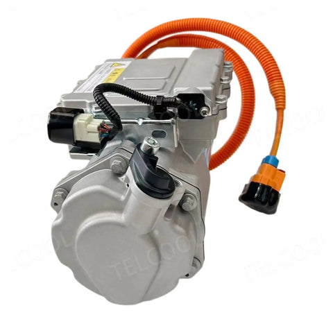 Rugged Build 320V Electric Vehicle AC Scroll Compressor With Integrated Inverter And Smart Controller, compact design, rear view