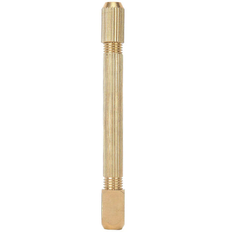 Dope Copper Pin Vise Hand Drill With Interchangeable Heads for tiny needles and drill bits, shown vertically, copper body
