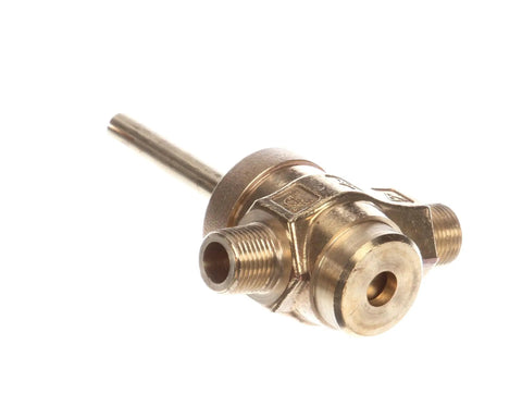 Oven Valve Assembly OEM Replacement Part G01878-1 for gas oven with brass finish, side view.