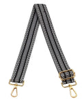 Upgrade Your Daily Carry With This Wide Adjustable Jacquard Crossbody Strap For Women featuring gold hardware and a bold diagonal weave design.