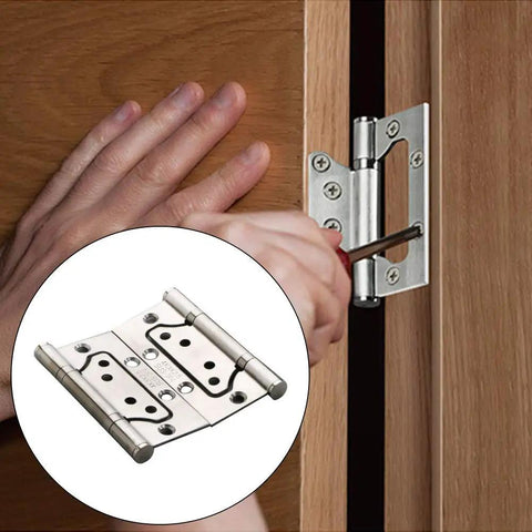 Stainless Steel Flat Cabinet Door Hinge Set 2 Pieces Heavy Duty Silent Hinges For Cabinets Windows And Wooden Boxes Perfect Replacement Parts For Home Furniture And Closets