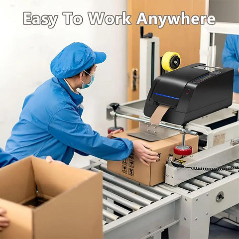 Heavy Duty Paper Based Top Shelf Electric Automatic Tape Dispenser Burns Through Water Activated Tape in a packaging environment.