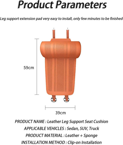 Ultra Comfy Memory Foam Car Seat Extender Cushion Custom Fit For Mini John Cooper Works Electric Models 2025 And 2026, orange leather leg support.