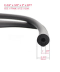 Close-up of black foam tube showing dimensions for 2 Inch ID Pipe Insulation Foam Tube 6 Ft Black Nitrile Rubber Tough Protector Cover