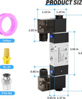 Dimensions and components of Beefy Dual Coil Pneumatic Solenoid Valve 2 Position 5 Way Pilot Operated 4V220-08 AC110V 1/4 NPT