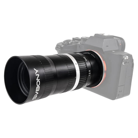 Canon RF Mirrorless Astro Telephoto Lens 105mm F2.8 APO attached to camera, featuring wide field full frame night sky photography capabilities