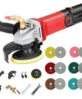 Wet Polisher 860W 110V with 4 inch diamond pad and accessory set, low noise variable speed buffing machine for stone surfaces.