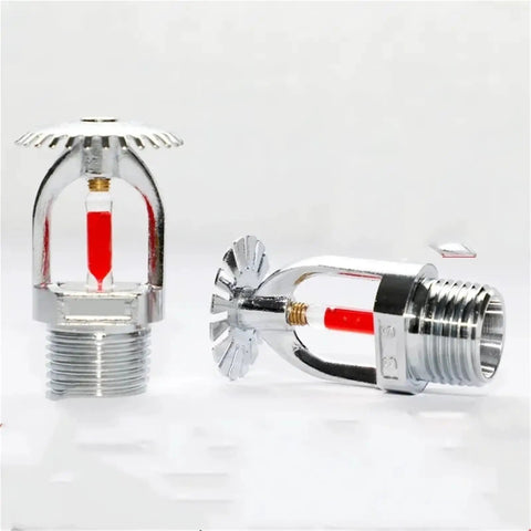 Straight Up Pro Grade 1 2 Inch Bronze Fire Sprinkler Head Automatic 68 Degree Trigger Upright Or Down Spray view showing chrome finish and red liquid.