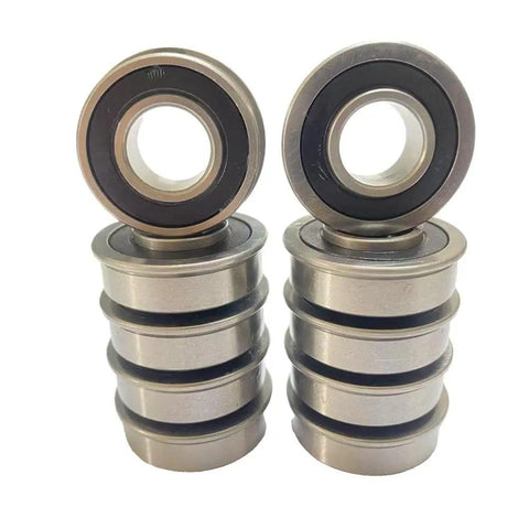 10 Pack 5/8 Inch Flanged Ball Bearings For Lawn Mower Wheels, ID 5/8 Inch, OD 1-3/8 Inch, Height 1/2 Inch, Double Sealed, Bearing Steel, Replacement Bearings For Garden Carts, Wheelbarrows, And Unicycles stacked