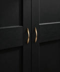 Black cabinet with Champagne Bronze 3 Inch Arch Twisted Brass Cabinet Pulls 5 Pack Heavy Duty Zinc Alloy Drawer Handles