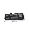 Large Mesh Sports Gear Bag For Gym And Outdoors, Breathable Storage Tote with size dimensions in black mesh material