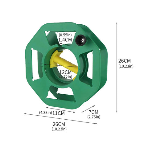 Sweet Compact Cord Reel With Quick Wind Handle And Heavy Duty Abs Build, 26CM green cable manager for easy wire organization.