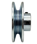 Side view of One Groove 3.5 Inch V Belt Pulley For A B 5L 4L Belts, 5/8 Inch Bore, 1020 Steel Zinc Plated Motor Pulley With Keyseat