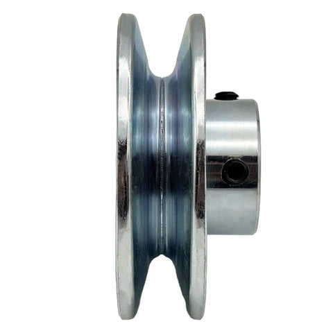 Side view of One Groove 3.5 Inch V Belt Pulley For A B 5L 4L Belts, 5/8 Inch Bore, 1020 Steel Zinc Plated Motor Pulley With Keyseat