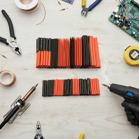 Dope 328 Pieces Heat Shrink Tubing Kit With 7 Sizes Polyolefin Cable Sleeves For Tough Wire Wraps And Flame Retardant Electrical Repairs For Engine Bays Sick For Quick Fixes Without Breaking The Bank Or Damaging Connectors, black orange sizes