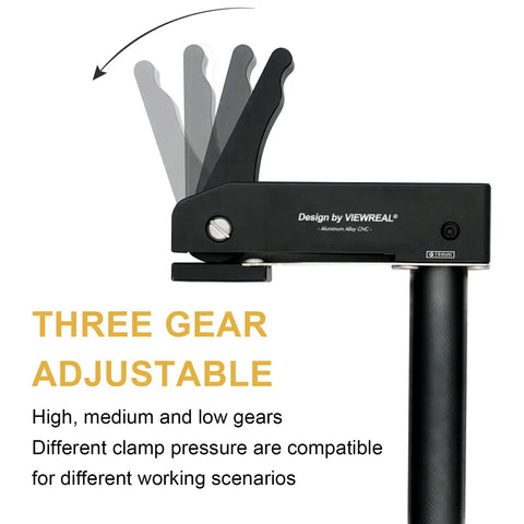 Side view of Two Pack 3/4 Inch Bench Clamps Hold Down Quick Release For Workbench And MFT Tables, 19mm Extended Handle, black color