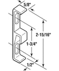 Sliding Door Keeper in Zinc Diecast with Aluminum Finish for Patio Doors Adjustable Vertical Slots for Easy Height Alignment Anti Lift Slot Design Durable Single Pack Metal Hardware for Reliable Track and Latch Alignment dimensions diagram