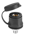 Top Shelf Air Compressor Hose Adapter With Slick Dust Cover And Rock Solid A R B Quick Connect Coupling For Universal On Board Systems Secure Tank Gauge Air Chuck Plug And Play Setup, black coupler with cap.