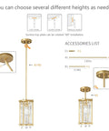 Dope Modern Gold Pendant Lights for Kitchen Island and Dining Room Crystal Chandelier Fixture with Adjustable Pendant