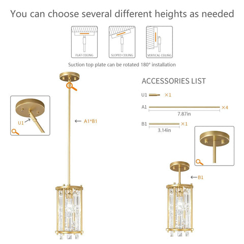 Dope Modern Gold Pendant Lights for Kitchen Island and Dining Room Crystal Chandelier Fixture with Adjustable Pendant