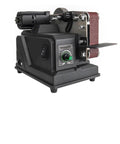 Mini Electric Belt Sander Machine For Jewelry Polishing And Sanding Compact Desktop Grinder For Metals Jade Resin High Precision Abrasive Tool side view showing control panel and sanding belt.