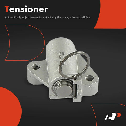 Close-up of timing chain tensioner from Six Piece Timing Chain Kit With Sprocket Tensioner And Guide For Hyundai Elantra 2011 2013 Elantra GT 2013 And Kia Soul 2012 2014 DOHC 1.8L 2.0L Fits DOHC Engines For Your Ride.
